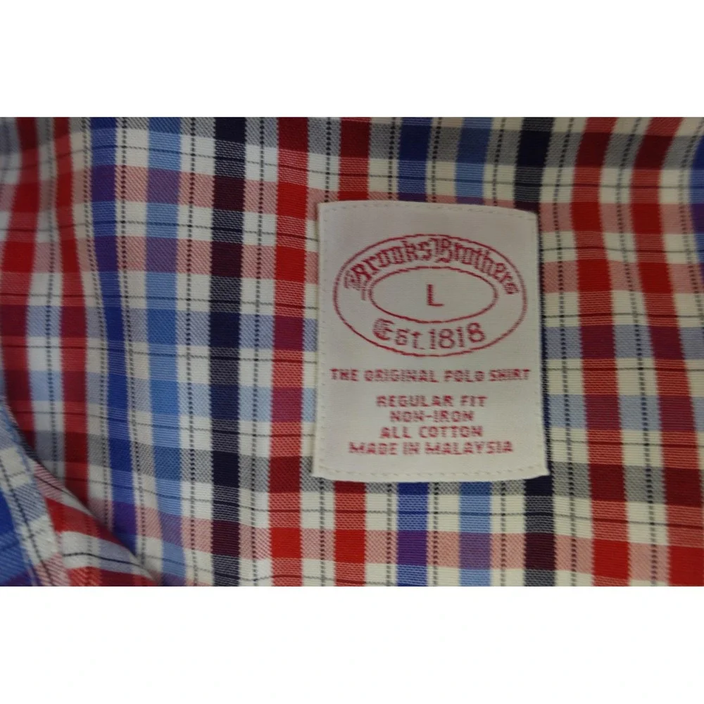 Brooks Brothers Shirt Mens Large Plaid Long Sleeve Non Iron Button Down Casual